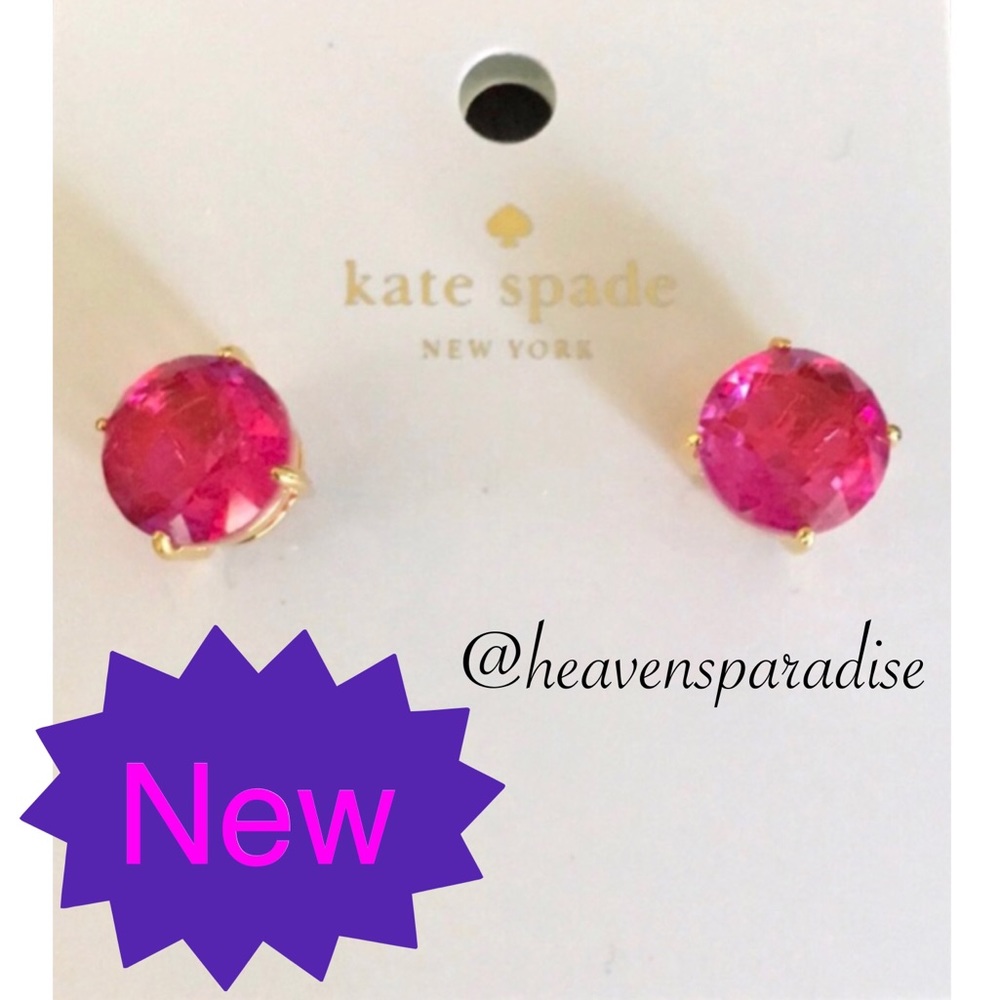 Kate Spade Gold Plated Fuchsia Pink Small Earring - Picture 3 of 4